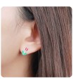 Dark Red Tulip Silver Ear Stud STS-3467